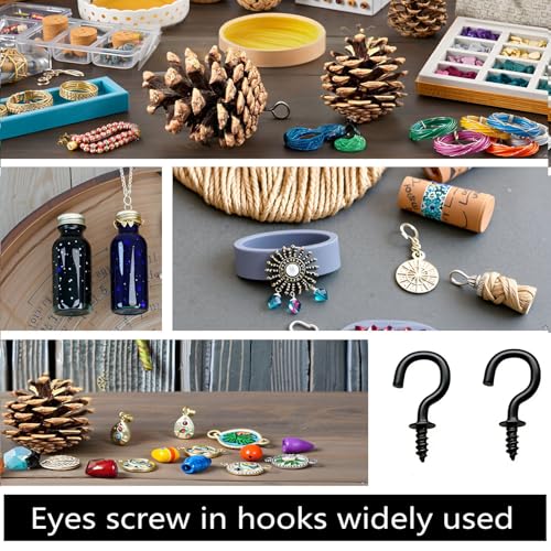 IDEALSV 100 Pcs 1/2" Small Screw Hooks, Screw in Ceiling Jewelry Hooks String Lights Hook Black - Image 5