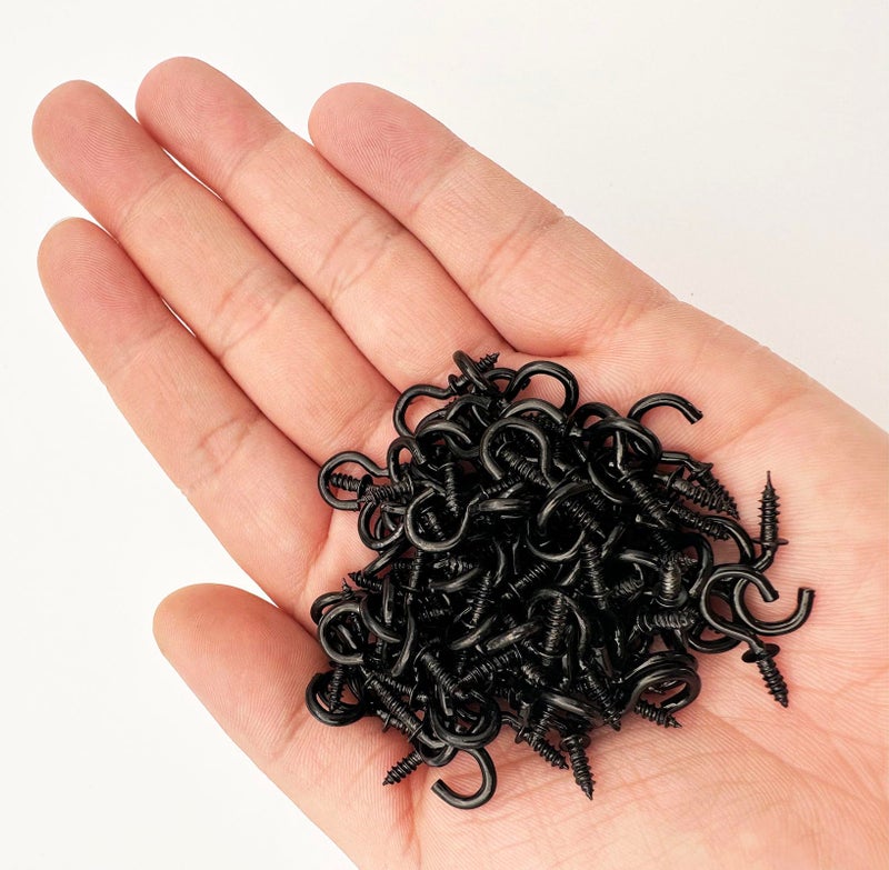 IDEALSV 100 Pcs 1/2" Small Screw Hooks, Screw in Ceiling Jewelry Hooks String Lights Hook Black - Image 4