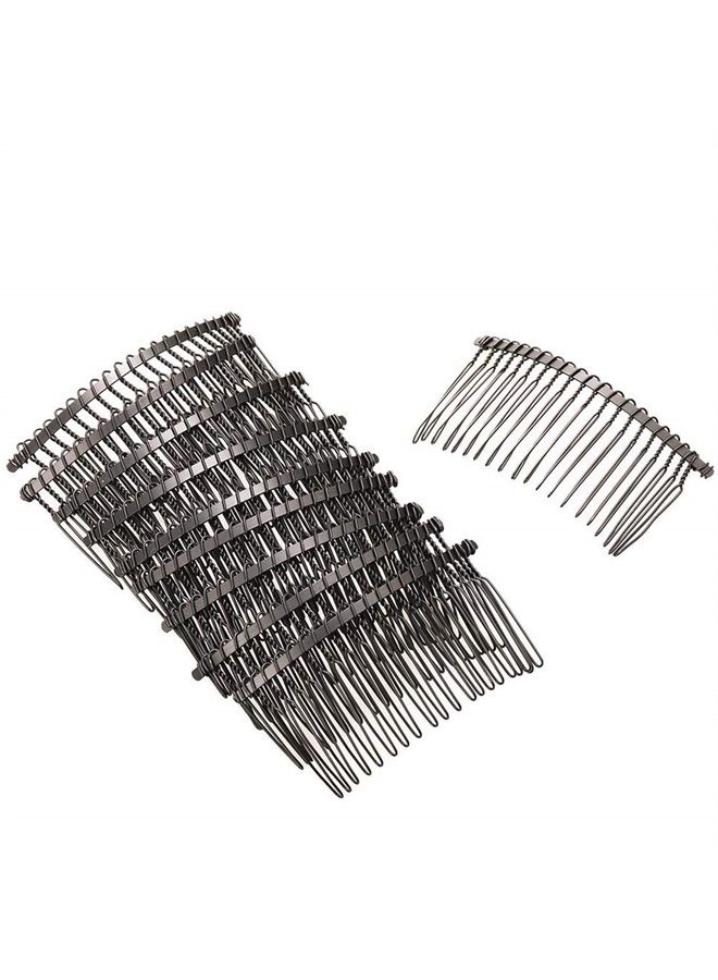 Rocutus 10 pieces 20 Teeth Fancy DIY Metal Wire Hair Clip Combs Metal Wire Hair Combs Wire Twist Bridal Wedding Veil Combs for Women (Black) - Image 1
