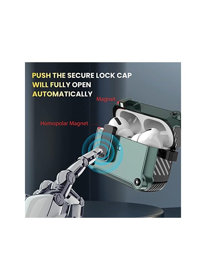 KASTWAVE Air Pods Pro Case Cover Secure Lock Olytop Armor Full Body Rugged Air Pod Pro Protective Case Men With Carabiner Cool Air Pods Pro Shockproof Shell Case For Air Pods Pro 2019 - Image 3