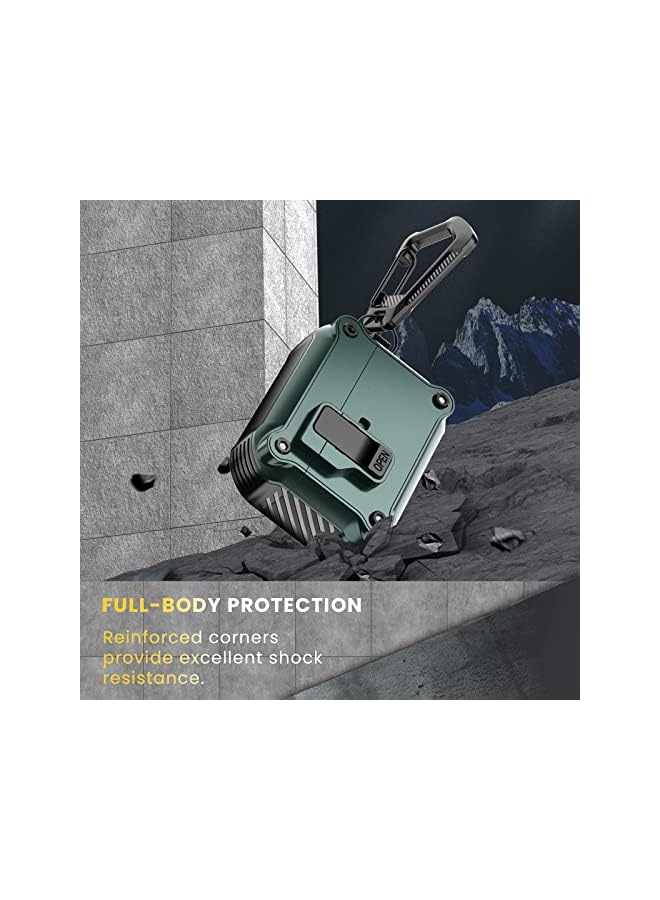 KASTWAVE Air Pods Pro Case Cover Secure Lock Olytop Armor Full Body Rugged Air Pod Pro Protective Case Men With Carabiner Cool Air Pods Pro Shockproof Shell Case For Air Pods Pro 2019 - Image 4