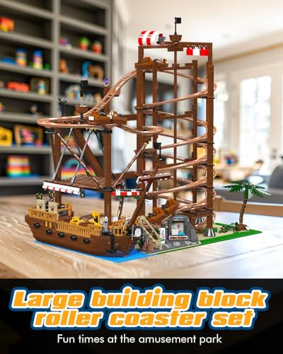 Sosuy RollerCoaster Building Set Electric Motorized Track Ship Amusement Park Toy for Boy Girl Teen Easter Birthday Gifts for Adult Kid Ages 6 7 8 9 City Construction Theme Collection 2174pcs - Image 5