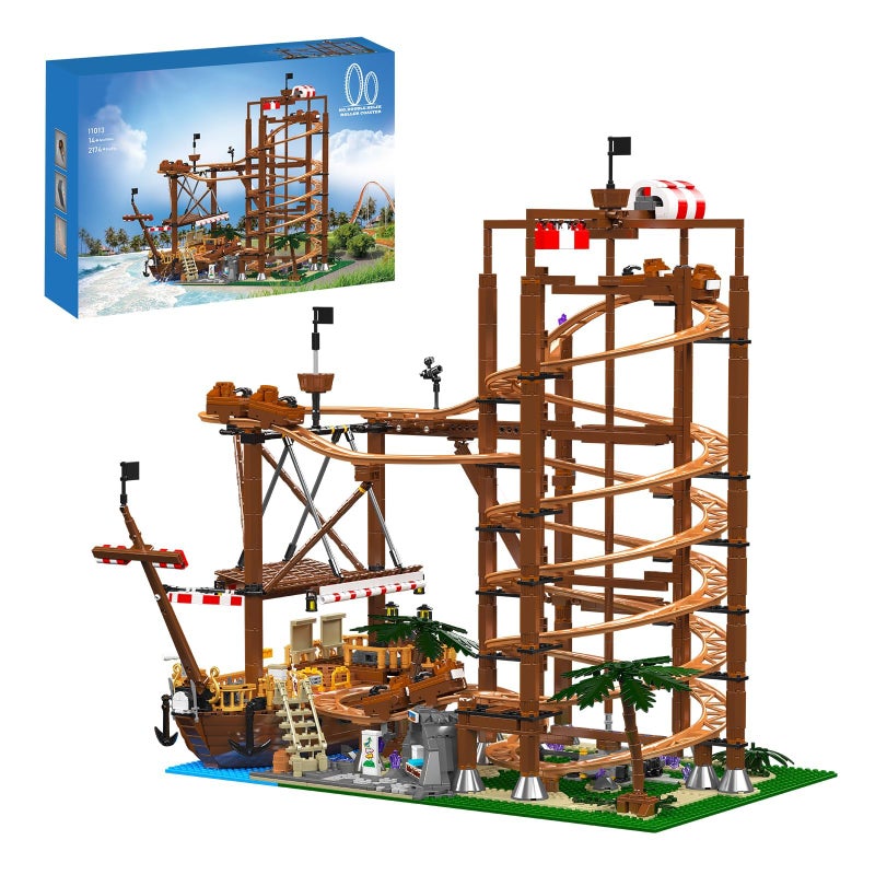 Sosuy RollerCoaster Building Set Electric Motorized Track Ship Amusement Park Toy for Boy Girl Teen Easter Birthday Gifts for Adult Kid Ages 6 7 8 9 City Construction Theme Collection 2174pcs - Image 3