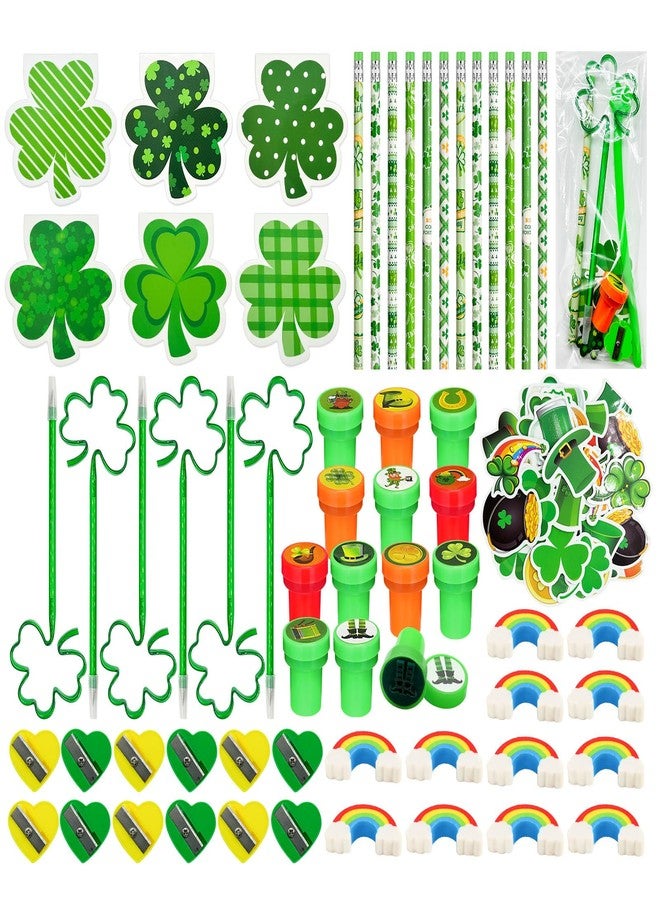 Cinrobiye 134 Pcs St Patrick’s Day Party Favors Bulk, Irish Goodie Bag Fillers with Pencils Erasers Stamps Saint Patrick Classroom Prizes Bingo Rewards School Party Treats Gifts - Image 1