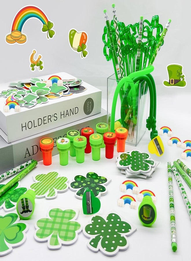Cinrobiye 134 Pcs St Patrick’s Day Party Favors Bulk, Irish Goodie Bag Fillers with Pencils Erasers Stamps Saint Patrick Classroom Prizes Bingo Rewards School Party Treats Gifts - Image 4