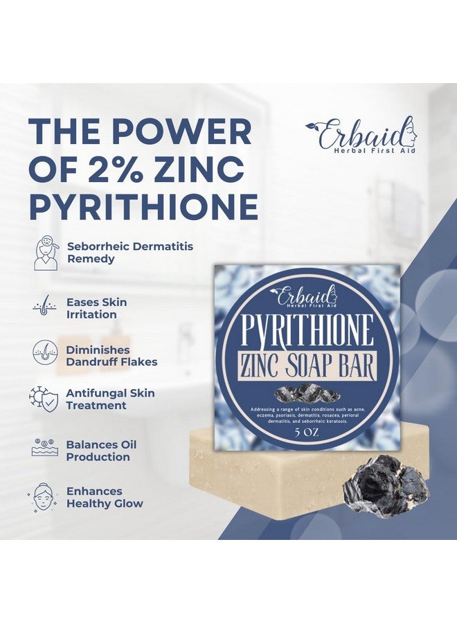 Erbaid Pyrithione Zinc Soap Bar for Face & Body, 4oz | 2% ZnP Bar Soap Skin Repair Cleanser for Acne, Rosacea, Eczema, Dermatitis, Psoriasis, Itching | Cleansing, Calming Zinc Facial Wash Made in USA - Image 2