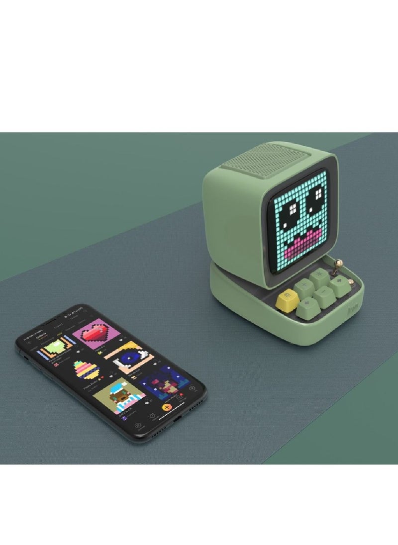 Ditoo Pro Bluetooth Mini Speaker App controlled Front Screen Green