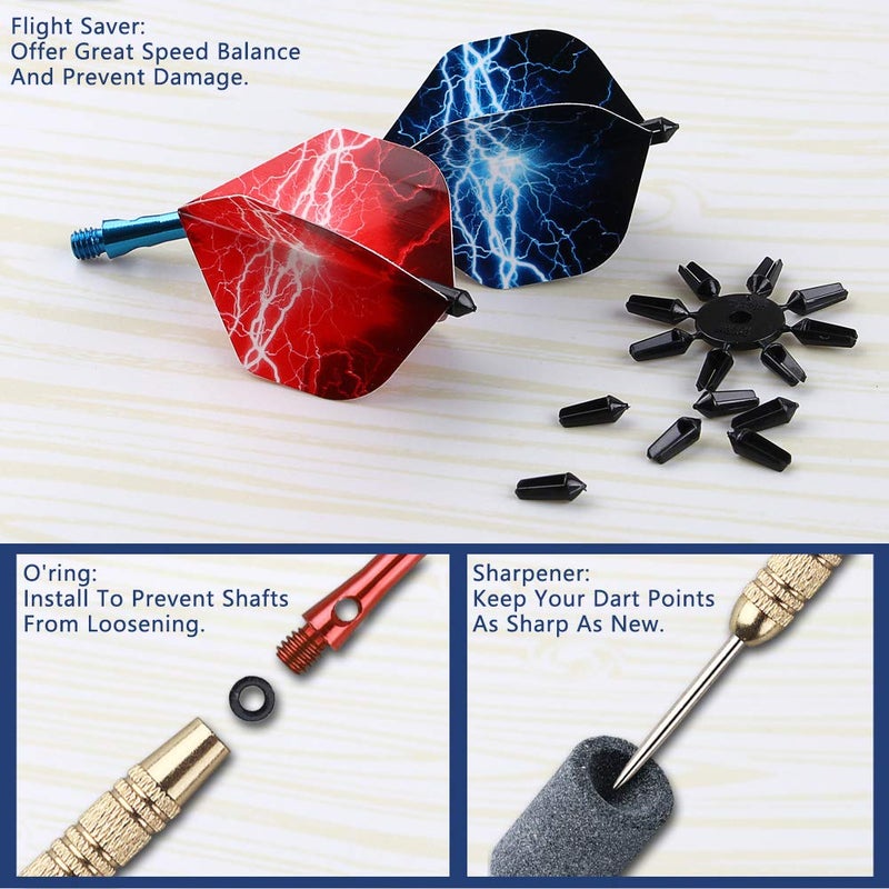 Tezoro Dart Accessories Kit Including Aluminum Dart shafts,Dart Flights, Flight Savers, Sharpener, O-Rings -Bulk Pack of 104 Pieces - Image 5