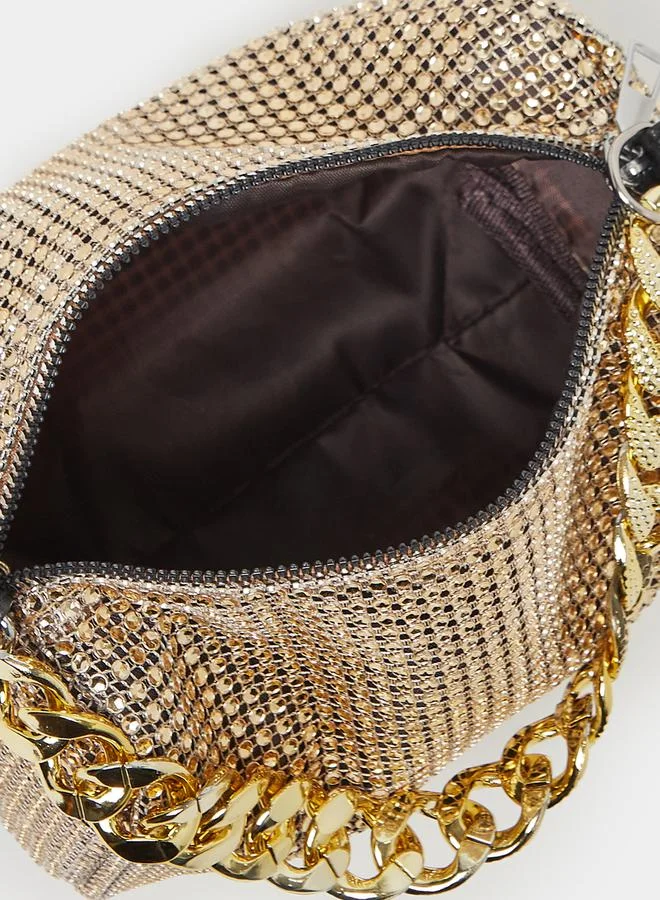 Styli Chain Drop Embellished Handbag with Chain Strap