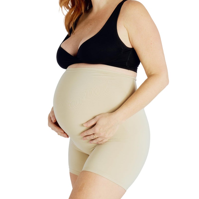 Belly Bandit Thigh Disguise Maternity Support Shorts - Smoothing Anti-Chafing Maternity Shapewear Shorts that Grows with You Every Trimester, Nude, Small