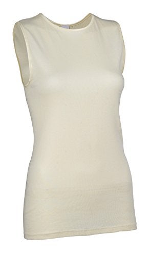 Rosette Women's Sleeveless Undershirt - Cotton - High Neck, Full shoulder design Ivory Large - Image 1