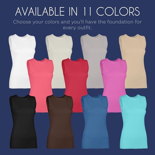 Rosette Women's Sleeveless Undershirt - Cotton - High Neck, Full shoulder design Ivory Large - Image 5