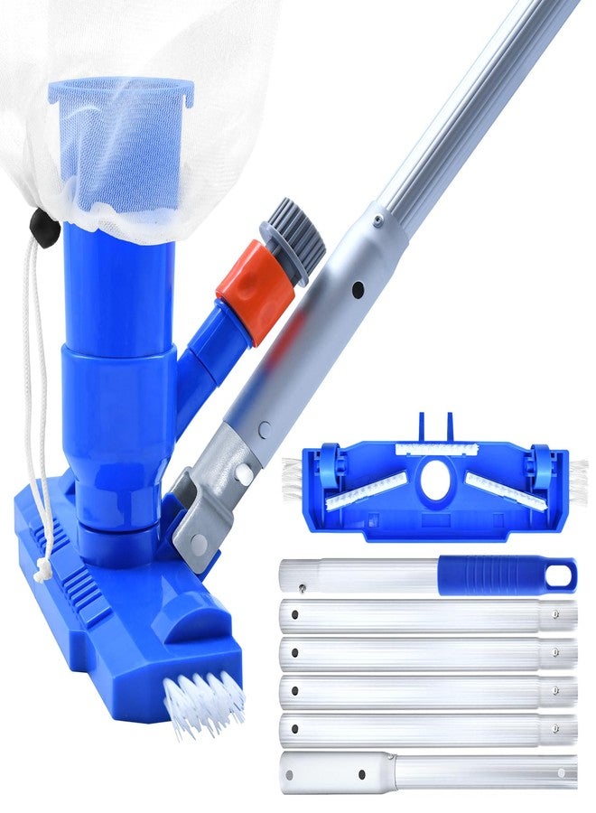 SpinLaLa Upgraded Wide-Head Pool Vacuum with Side Brush - Manual Jet Cleaner Kit for Above Ground Pools, Includes 6 Section 67" Poles, Mesh Bag and Matte Metal Handle - Ideal for Spas, Hot Tubs, and Small Pool - Image 1