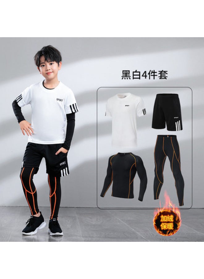Children's Football Clothing Bodysuit Quick-drying Clothing Base Training Clothing Long-sleeved Badminton Basketball Sports Fitness Pants Suit