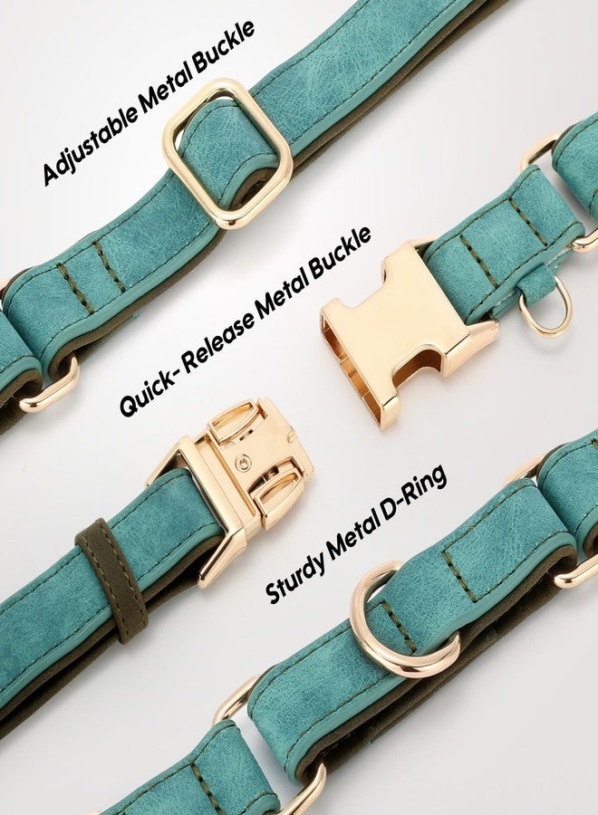WHIPPY Vegan Leather Dog Collar No Slip Martingale Dog Collar with Quick Release Metal Buckle for Large Medium Small Dogs,Green - Image 3