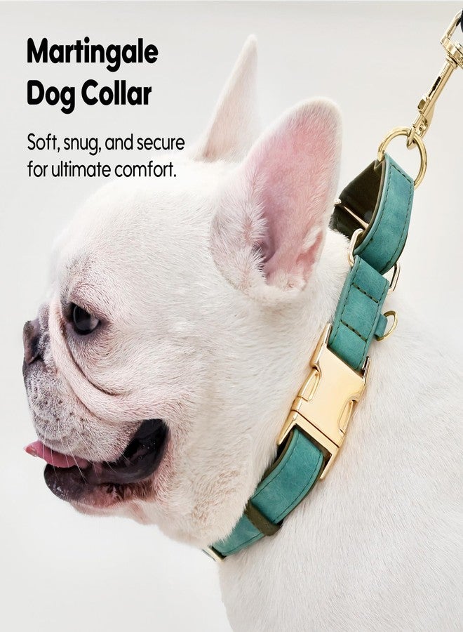 WHIPPY Vegan Leather Dog Collar No Slip Martingale Dog Collar with Quick Release Metal Buckle for Large Medium Small Dogs,Green - Image 2