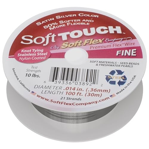 Soft Flex 21 Strand Stringing Wire - Flexible Braided - Fine 0.14 Diameter - Jewelry Making Bead Wire - Satin Silver - Image 1