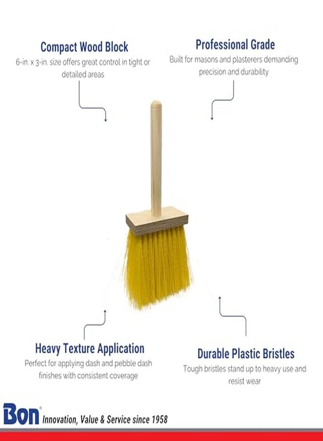 Bon Stucco Dash Brush - 6" x 3" Wood Block with Durable Plastic Bristles and 4¼" Trim for Uniform Texture Application - Image 4