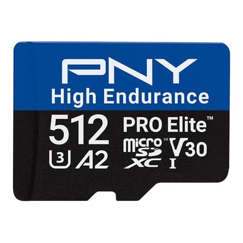 PNY 512GB PRO Elite™ High Endurance C10 U3 V30 A2 microSDXC – Up to 137.6K Continuous Recording Hours, Up to 100/90MB/s Read/Write, 4K UHD, Full HD, UHS-I, Surveillance, Home Security, Dash Cam - Image 1