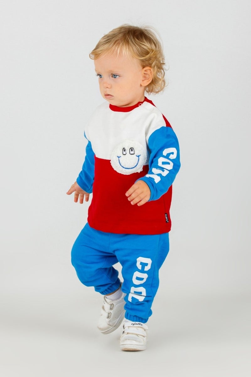 Harika Kids Baby Boy Child Two Yarn Fabric Medium Thickness Knitted Basic Bottom Top Tracksuit Set  - Image 3