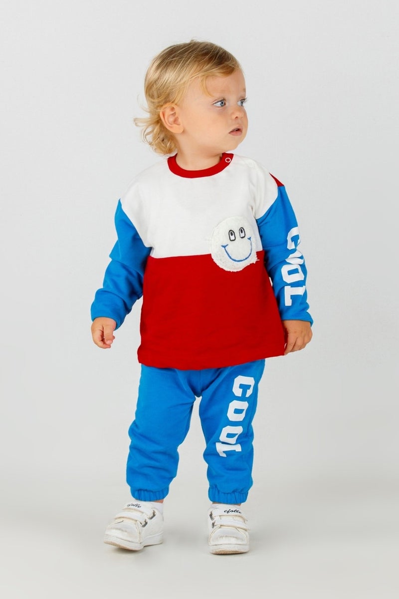 Harika Kids Baby Boy Child Two Yarn Fabric Medium Thickness Knitted Basic Bottom Top Tracksuit Set  - Image 1
