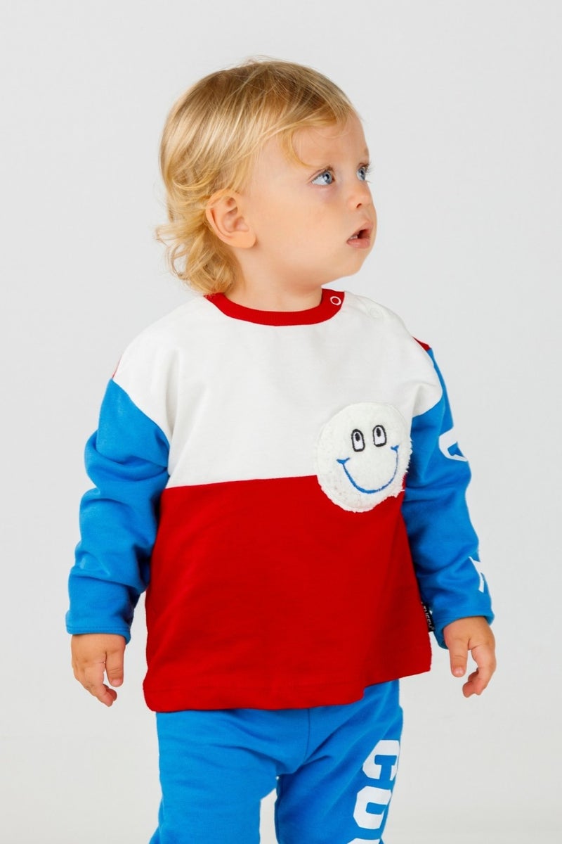 Harika Kids Baby Boy Child Two Yarn Fabric Medium Thickness Knitted Basic Bottom Top Tracksuit Set  - Image 4