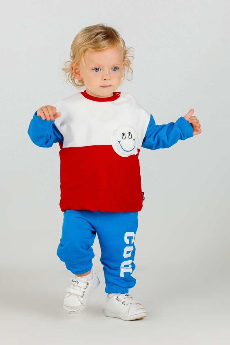 Harika Kids Baby Boy Child Two Yarn Fabric Medium Thickness Knitted Basic Bottom Top Tracksuit Set  - Image 2