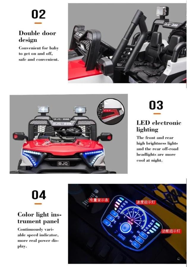 12V Rechargeable Battery Electric Car 4 * 4 Kids Ride on Toy with Light and Music Kids Electric Car for Driving 1-5 Years Boys Girls (red) - Image 2