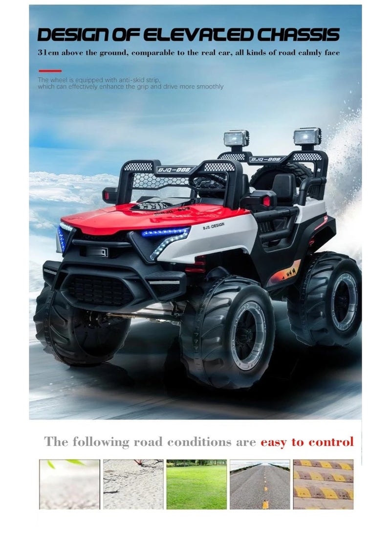 12V Rechargeable Battery Electric Car 4 * 4 Kids Ride on Toy with Light and Music Kids Electric Car for Driving 1-5 Years Boys Girls (red) - Image 5