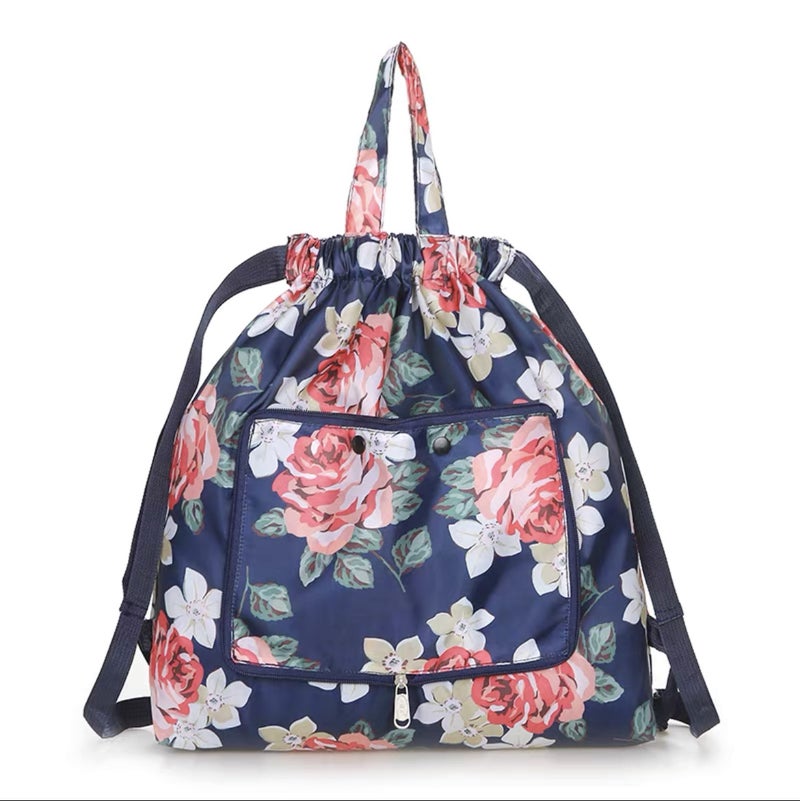 Oxford Cloth Lined Foldable Shopping Bag Drawstring Backpack Cartoon Grocery Bag Drawstring Tote Bag Home Storage - Image 1