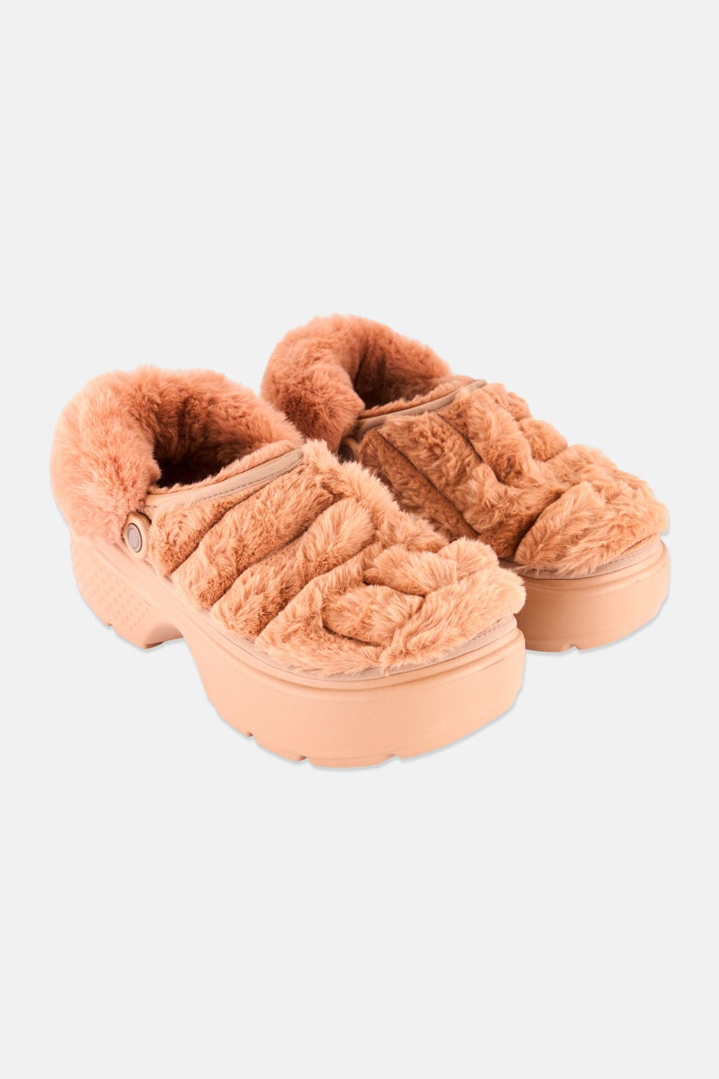 crocs Women Stomp Lined Quilted Slingback Clogs, Brown  - Image 1