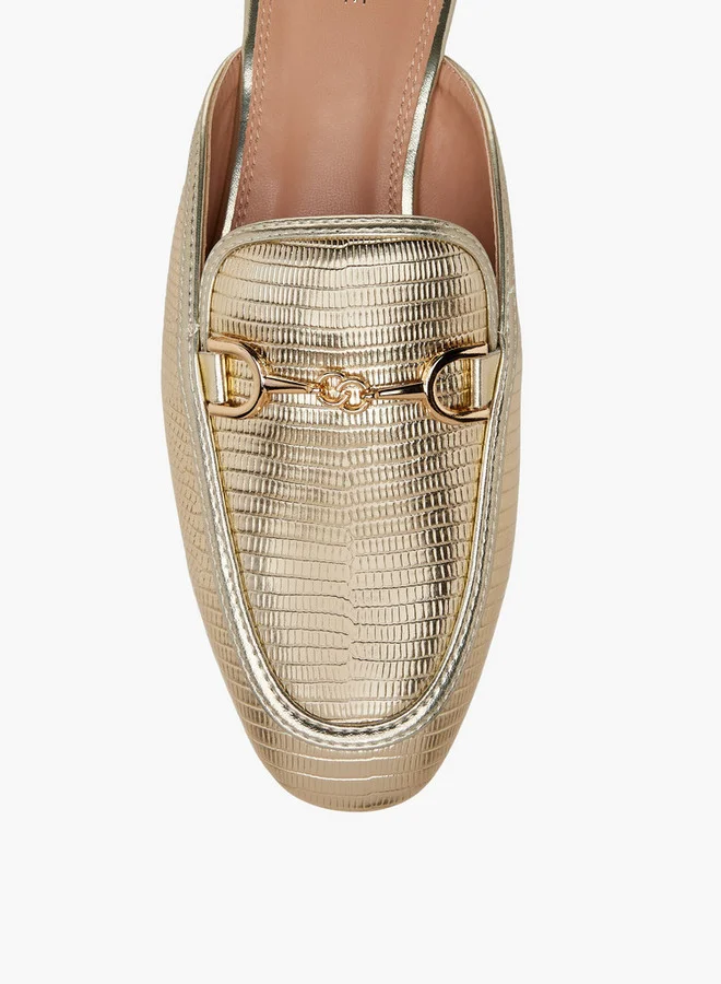 Celeste Women's Textured Slip-On Mules with Metal Accent