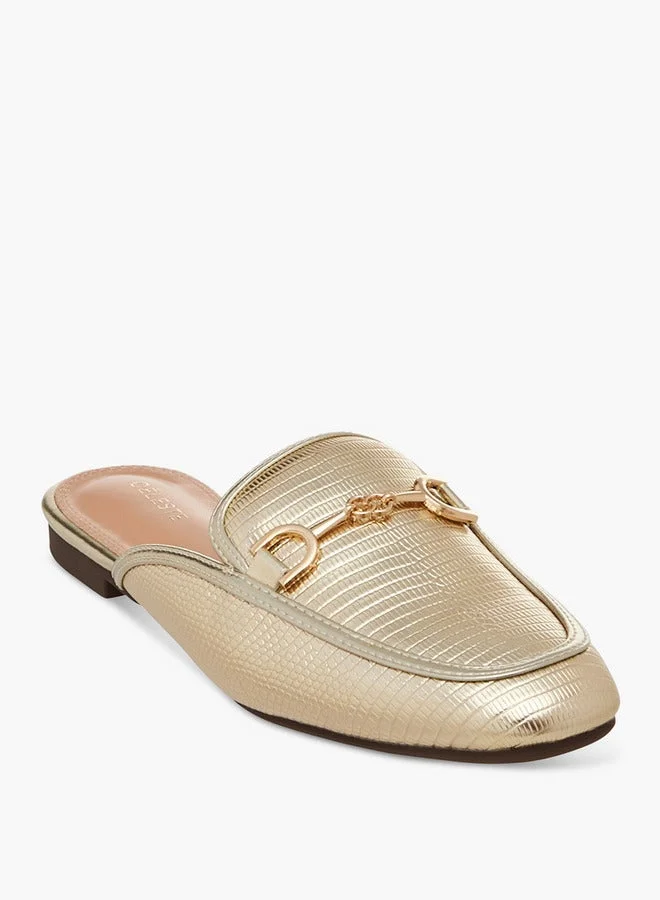 Celeste Women's Textured Slip-On Mules with Metal Accent