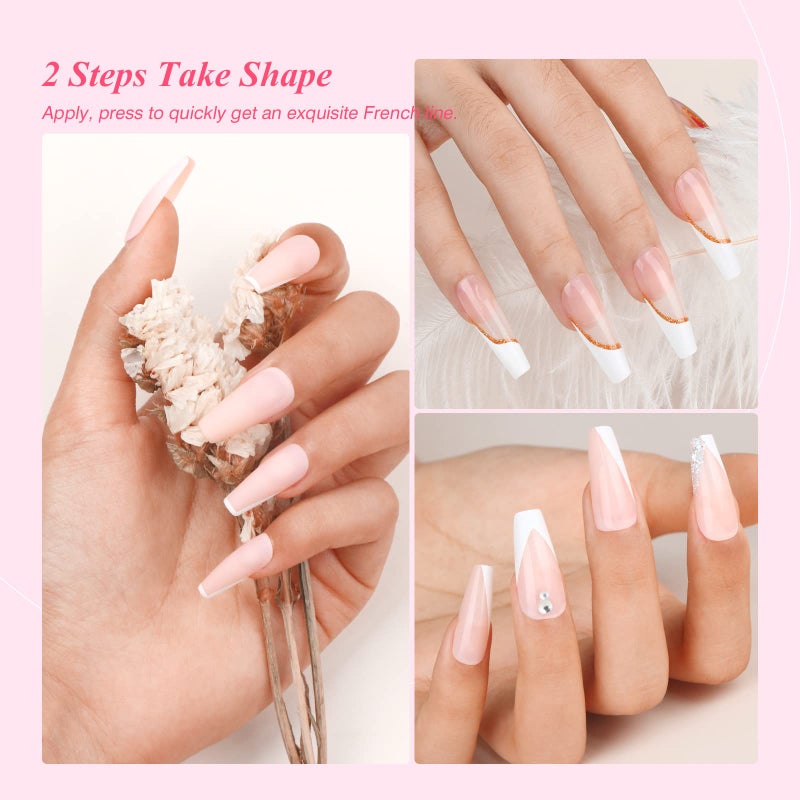 Saviland French Manicure Kit: French Tip Nail Stamp with White Gel Nail Polish Set, Jelly Silicone Nail Stamper Nail Stamper Kit for French Nails Home DIY Nail Salon - Image 3
