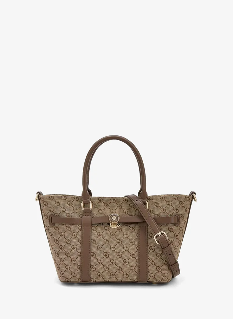 Celeste BROWN Monogram Print Tote Bag With Pouch for Women | Best Price UAE