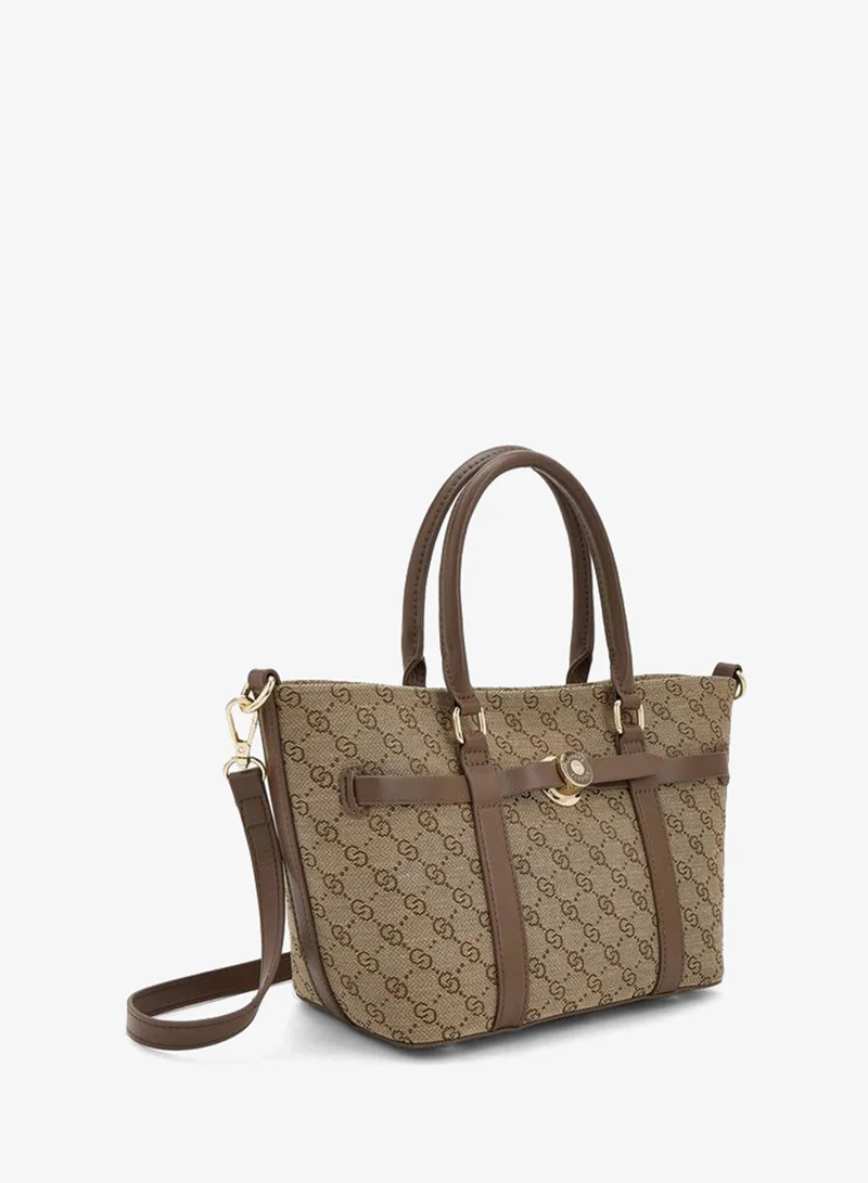Celeste BROWN Monogram Print Tote Bag With Pouch for Women | Best Price UAE