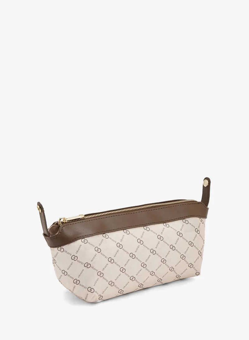 Celeste BROWN Monogram Print Tote Bag With Pouch for Women | Best Price UAE