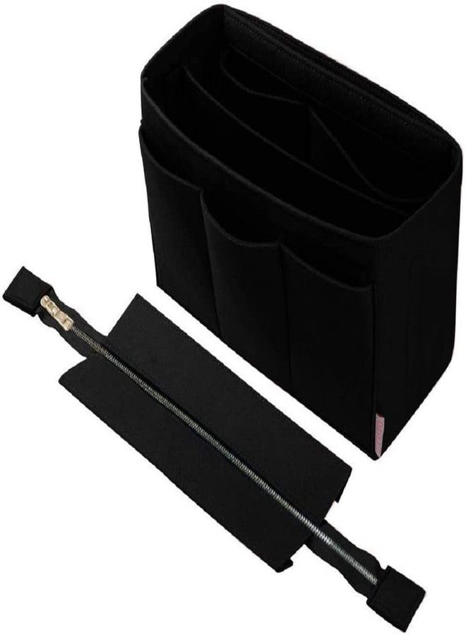 SYUTAM Women Felt Purse Organizer Insert for Ladies Handbag,Shoulder Hobo Bag Multiple Storage Compartment with Detachable Zipper Cover-Black(13.4x6.7x7.1) inch(X-Large) - Image 2