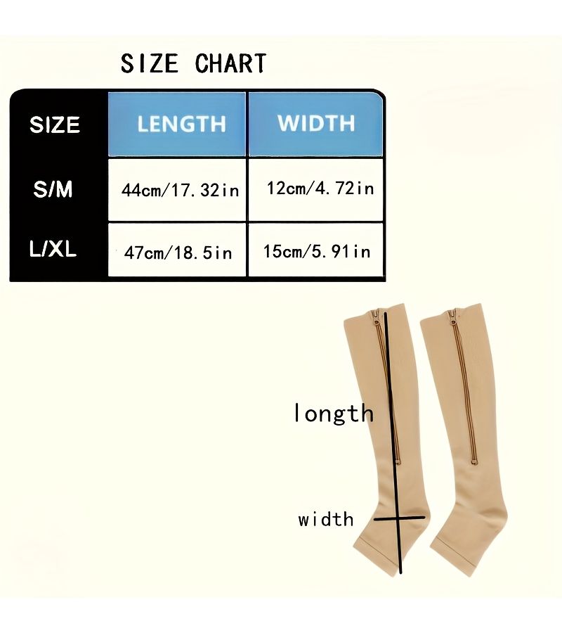 Unisex Breathable Compression Sleeves 2 Pack Light Beige with Side Zipper - Image 3