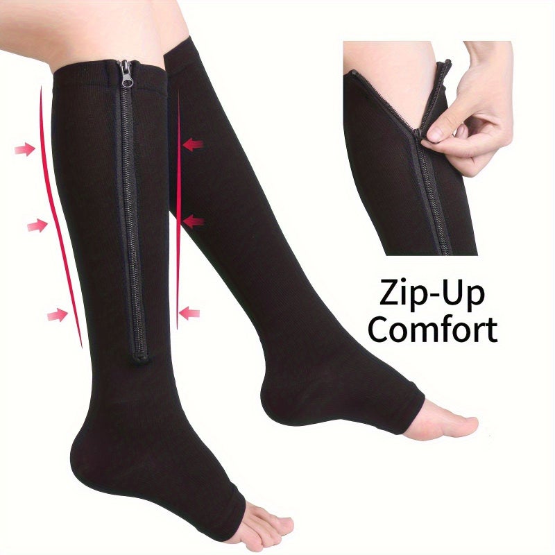 Unisex Breathable Compression Sleeves 2 Pack Light Beige with Side Zipper - Image 5