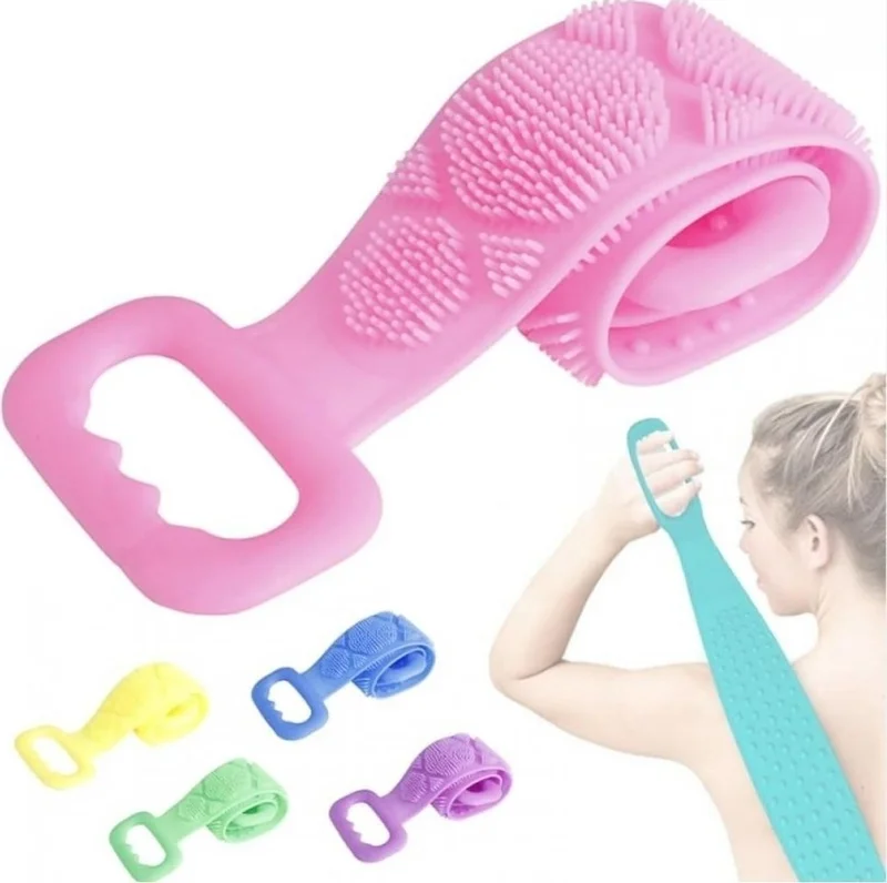 BarkoFix Bath Back Scrub Double Sided Silicone Skin Cleansing Brush Bath Washcloth I 60 cm