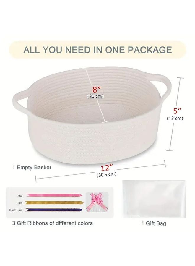 White Large Gift Basket with Bag and Ribbon Holiday Birthday Present Box - Image 5