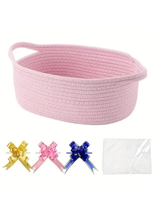 White Large Gift Basket with Bag and Ribbon Holiday Birthday Present Box - Image 3