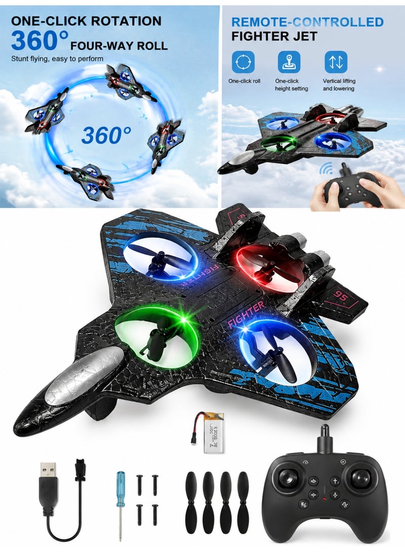 VONIQ RC Remote Control Airplane Toy with LED Lights for Kids, EPP Foam Aeroplane with High Range, Realistic Flying Aircraft Design, Flashing Lights, Rechargeable Battery, Durable Build, Action Play Airplane for Boys & Girls, VONIQ - Image 1