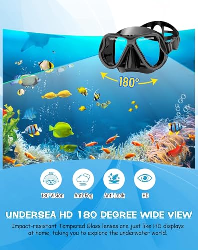Greatever Dry Snorkel Set,Panoramic Wide View,Anti-Fog Scuba Diving Mask,Professional Snorkeling Gear for Adults - Image 2