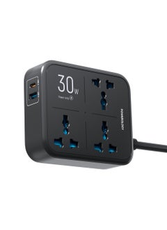 باورولوجي شريط طاقة بقوة 3250 واط مع 3 منافذ تيار متردد، ومنافذ USB-A وPD 30 واط USB-C / شحن متزامن / حماية مدمجة / مادة مقاومة للحريق / حماية مدمجة بفيوز 13 أمبير - أسود  - Image 5