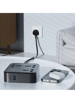 باورولوجي شريط طاقة بقوة 3250 واط مع 3 منافذ تيار متردد، ومنافذ USB-A وPD 30 واط USB-C / شحن متزامن / حماية مدمجة / مادة مقاومة للحريق / حماية مدمجة بفيوز 13 أمبير - أسود  - Image 4