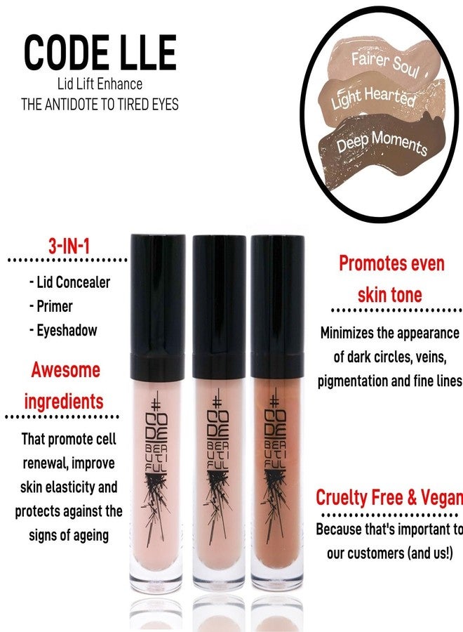 CODE Beautiful Eye Primer and Under Eye Concealer | Eye concealers | Eyeshadow Primer | Eye Lift - The Antidote To Tired Eyes | Vegan & Cruelty Free | LLE Lid Lift Enhance (Deep Moments) - Image 2