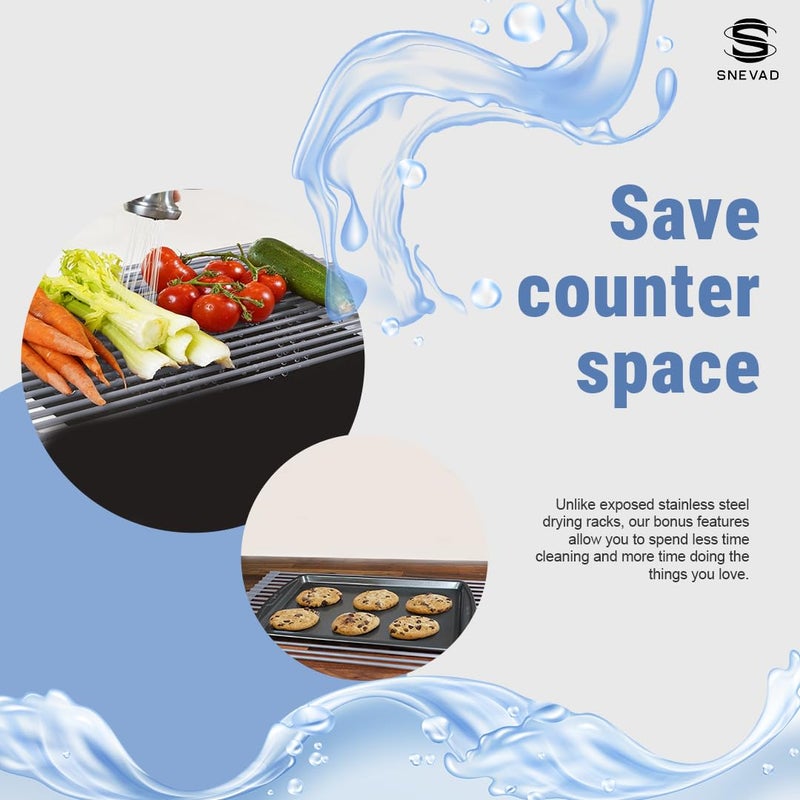 Snevad Silicone RollUp Dish Drying Rack HeatResistant AntiSlip Foldable Sink Mat for Kitchen SpaceSaving RustFree Multipurpose Countertop Drying Rack for Dishes Pots Pans BPA Free - Image 5