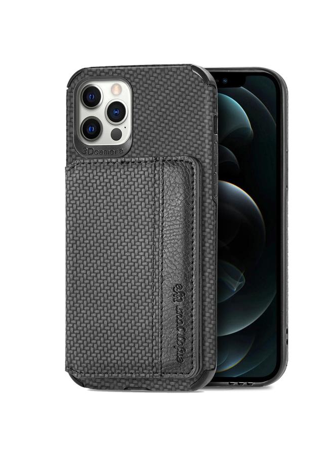 Zaboon Case For iPhone 11 Pro Carbon Fiber Magnetic Card Bag TPU+PU Shockproof Back Cover Case with Holder & Card Slot & Photo Frame - Image 2